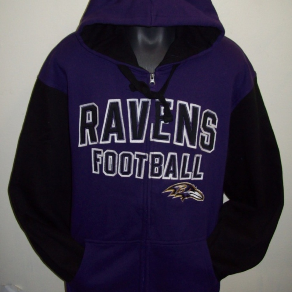 BALTIMORE RAVENS Full Zip NFL Hooded Hoody Jacket LARGE, XL